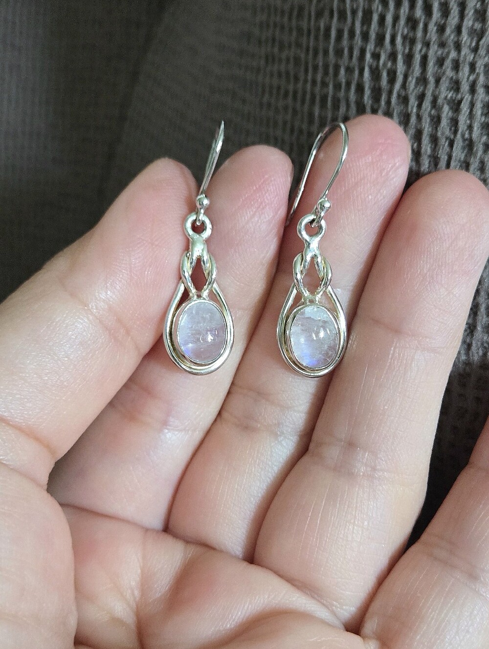 Shivam Silver Moonstone🌙 Earrings - Picture 10 of 16